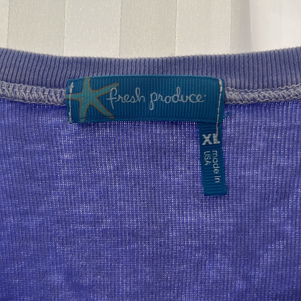 Fresh Produce Women's Washed Purple/Blue Cotton Long Sleeve Tee - Picture 2 of 5
